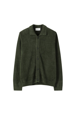 Green Chenille Collar Cardigan