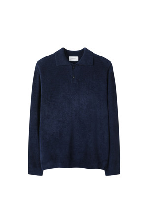 Navy Chenille Collar Sweater