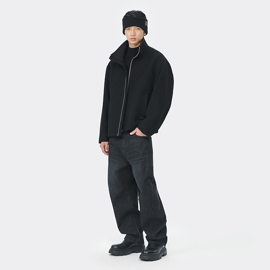 Black Wool Highneck Jacket