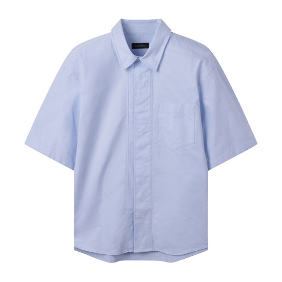 Blue Hidden Botton Oxford Half Shirt