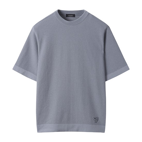 Grey Texture Half Round Neck Sweater