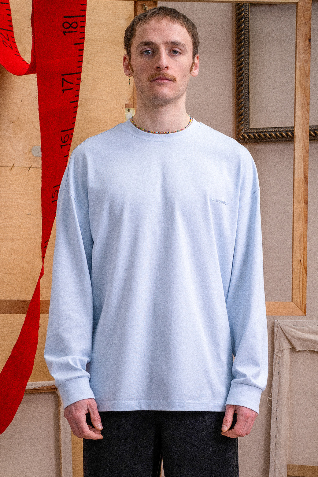 CUSTOMELLOW - 긴팔티셔츠 - Blue Graphic Long Sleeve T-shirt