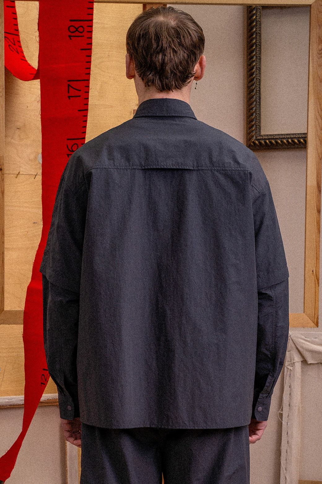 CUSTOMELLOW - 긴팔셔츠 - Grey Detachable Setup Shirt