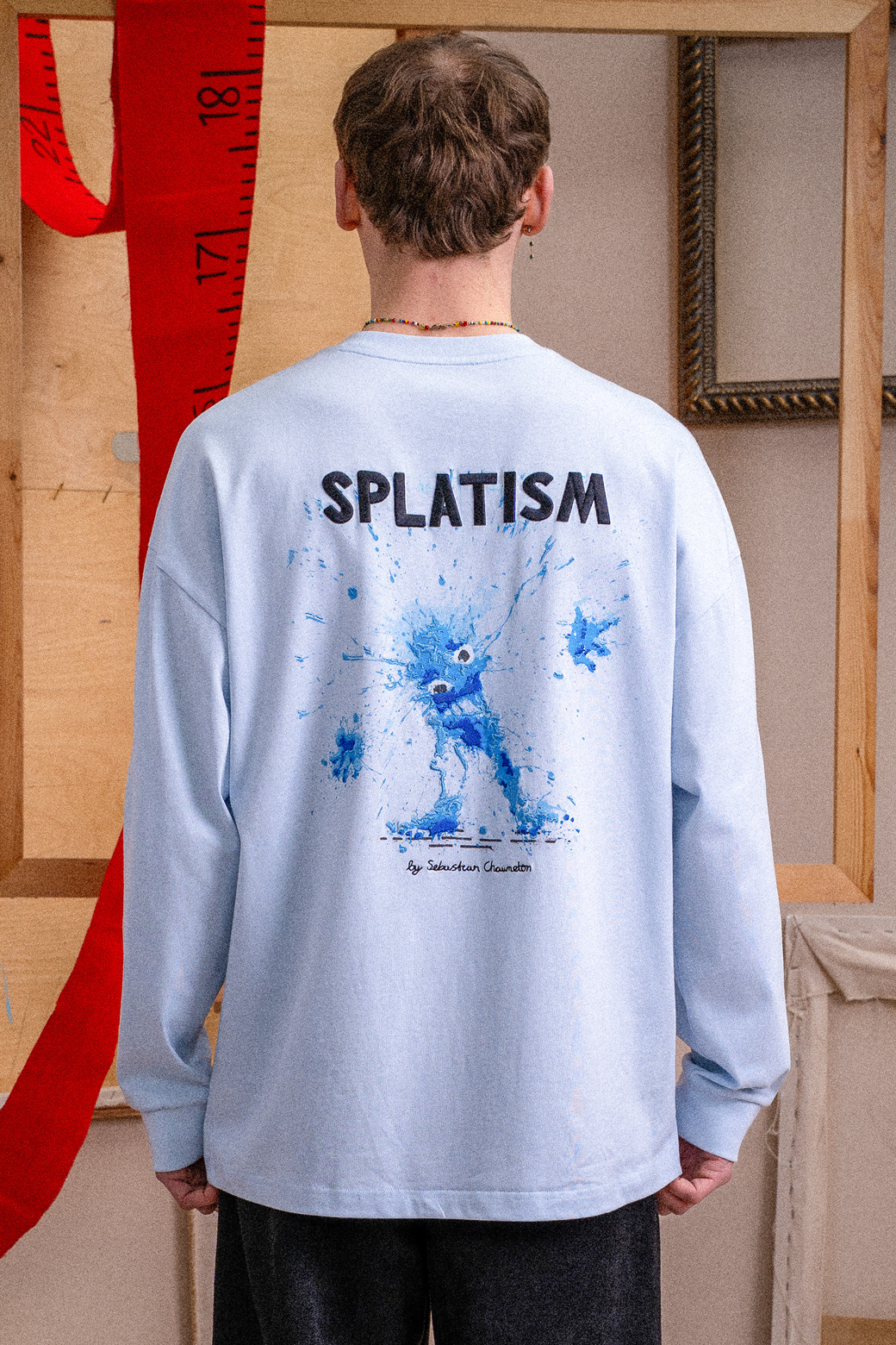 CUSTOMELLOW - 긴팔티셔츠 - Blue Graphic Long Sleeve T-shirt