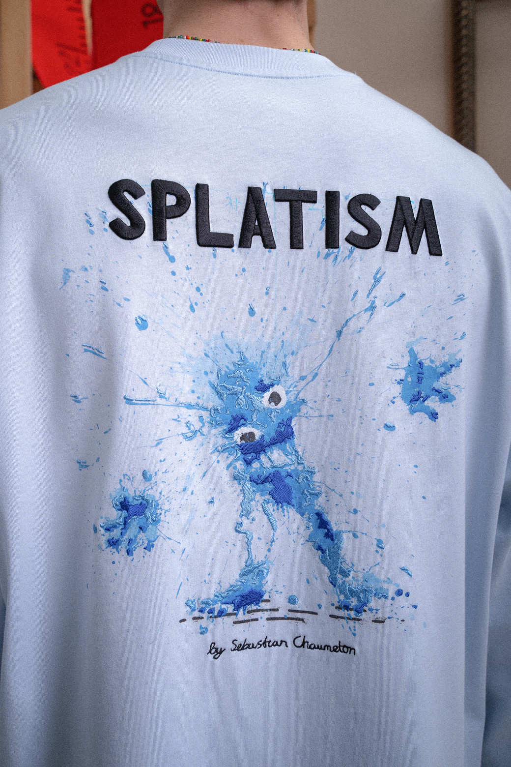 CUSTOMELLOW - 긴팔티셔츠 - Blue Graphic Long Sleeve T-shirt