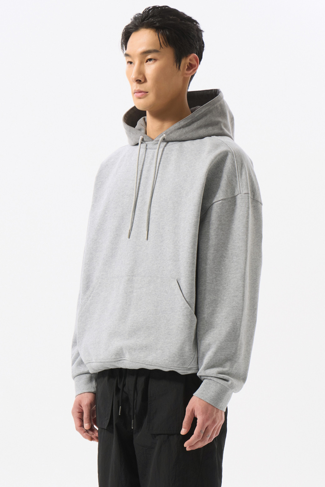 CUSTOMELLOW - 후디 - Grey Denim Layered Hoodie
