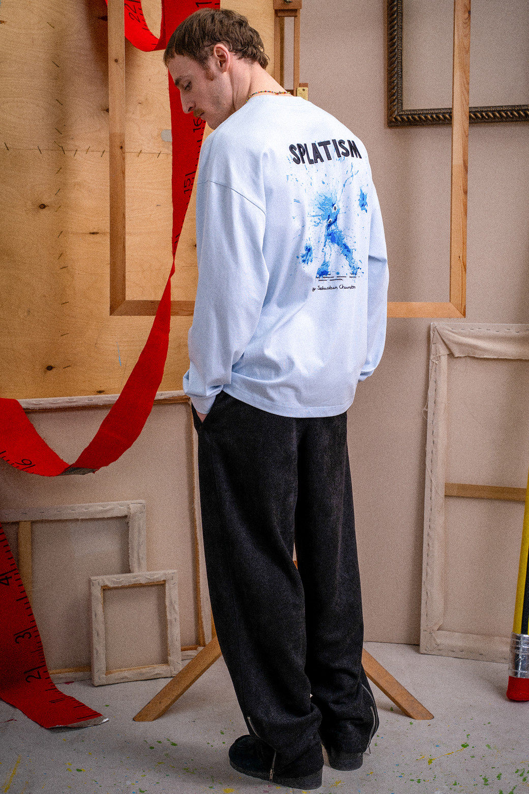 CUSTOMELLOW - 긴팔티셔츠 - Blue Graphic Long Sleeve T-shirt