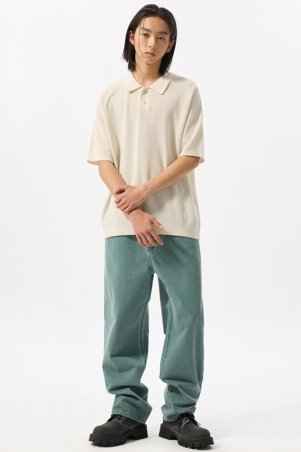 CUSTOMELLOW - 스웨터 - Ivory Soft Half Collar Sweater