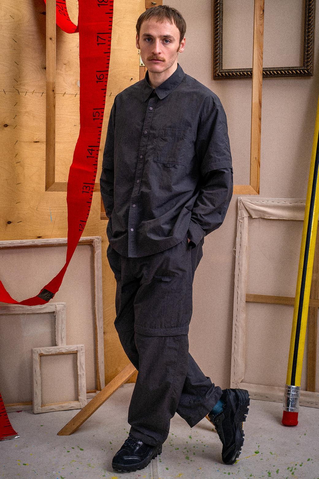CUSTOMELLOW - 긴팔셔츠 - Grey Detachable Setup Shirt