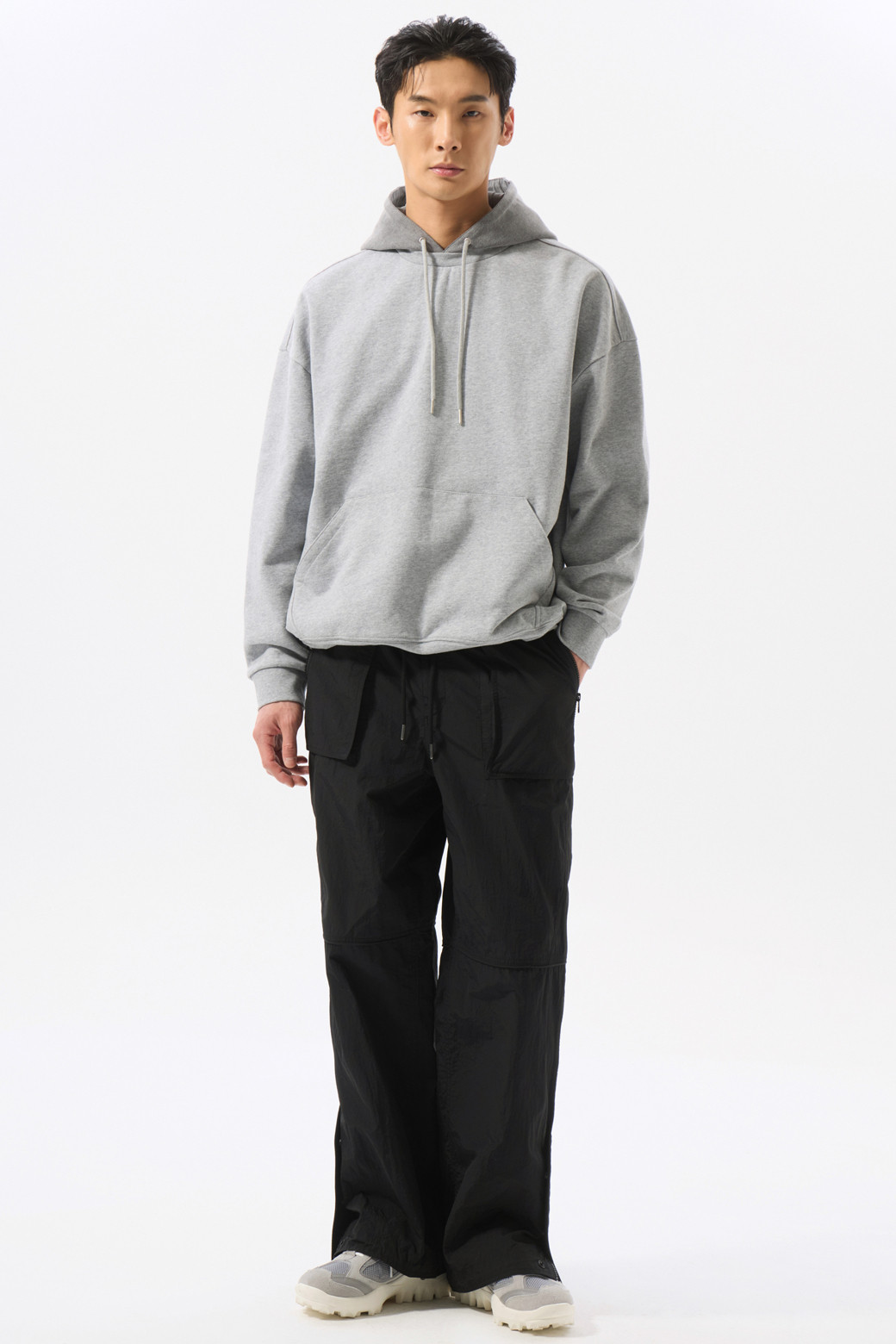 CUSTOMELLOW - 후디 - Grey Denim Layered Hoodie