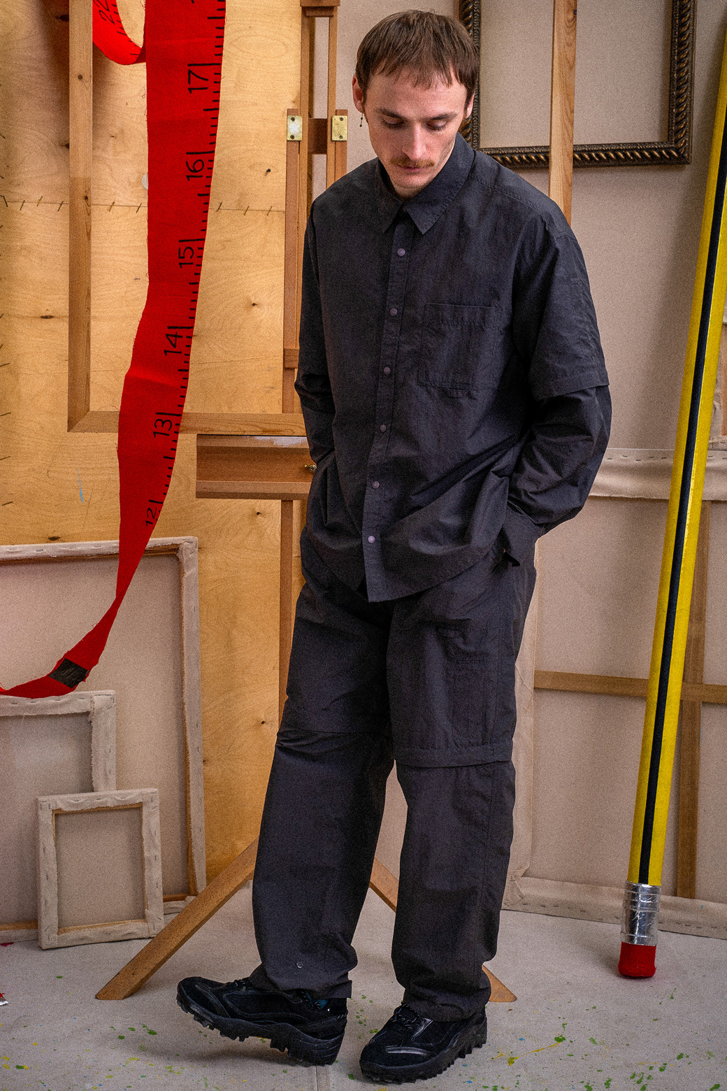 CUSTOMELLOW - 긴팔셔츠 - Grey Detachable Setup Shirt
