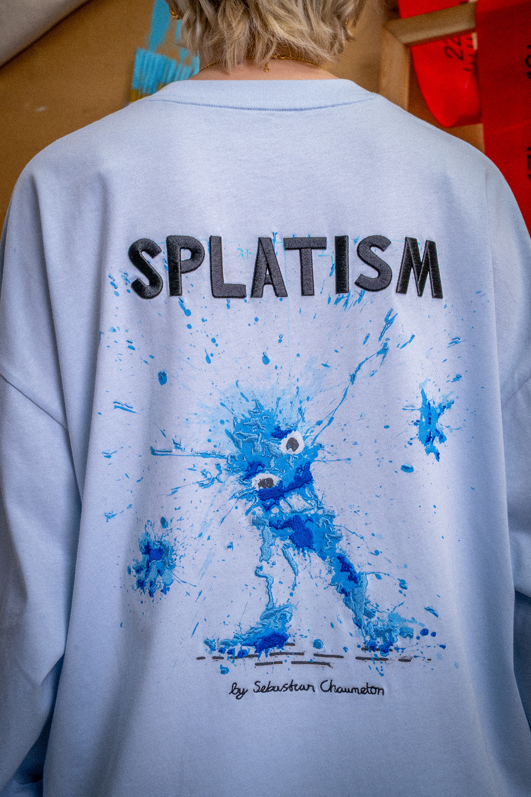 CUSTOMELLOW - 긴팔티셔츠 - Blue Graphic Long Sleeve T-shirt