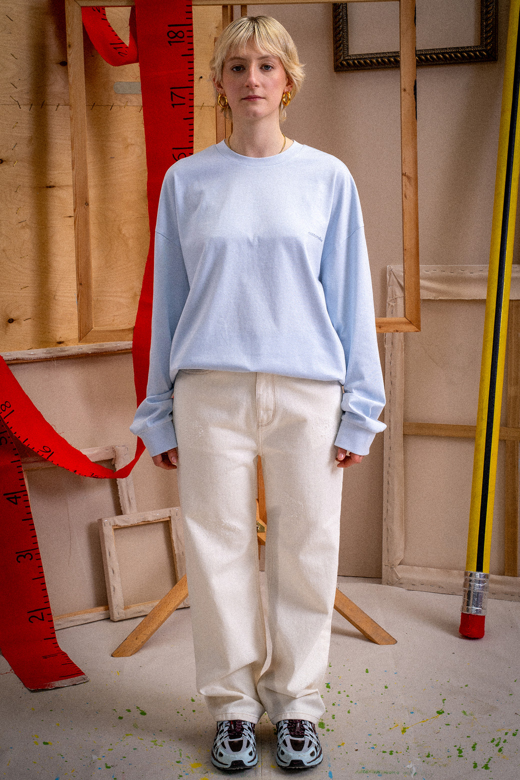 CUSTOMELLOW - 긴팔티셔츠 - Blue Graphic Long Sleeve T-shirt