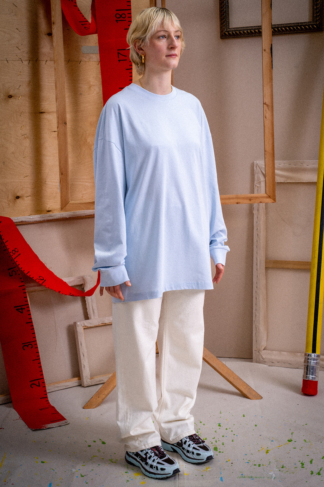 CUSTOMELLOW - 긴팔티셔츠 - Blue Graphic Long Sleeve T-shirt