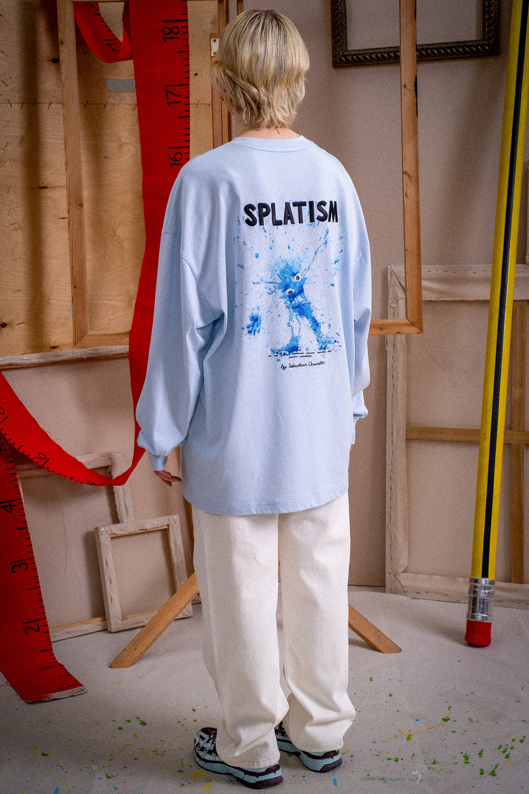CUSTOMELLOW - 긴팔티셔츠 - Blue Graphic Long Sleeve T-shirt