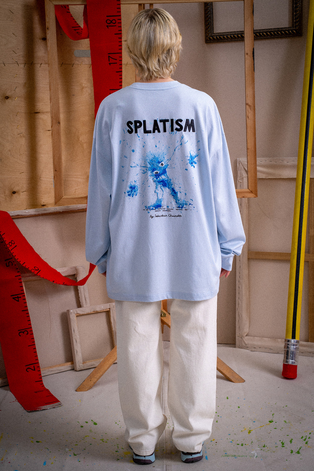 CUSTOMELLOW - 긴팔티셔츠 - Blue Graphic Long Sleeve T-shirt