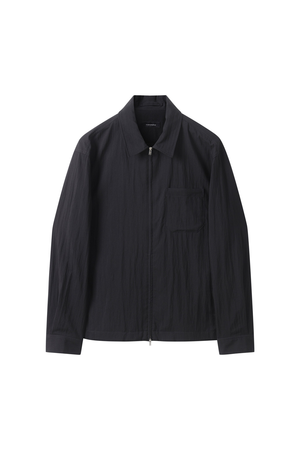 CUSTOMELLOW - 긴팔셔츠 - Black Solid Zip-Up Shirt