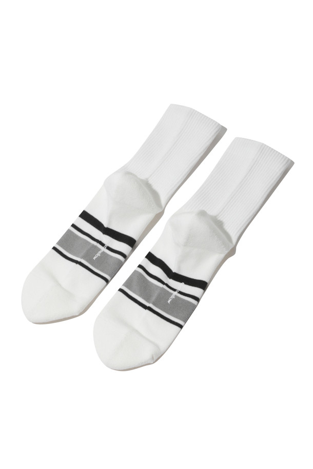 CUSTOMELLOW - 양말 - White Stripe Medium Socks