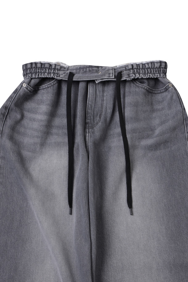 CUSTOMELLOW - 데님 - Grey Wide Fit Banding Jeans