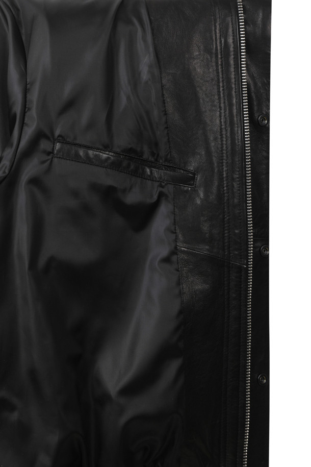 CUSTOMELLOW - 블루종/점퍼 - Black Detatchable Collar Leather Blouson