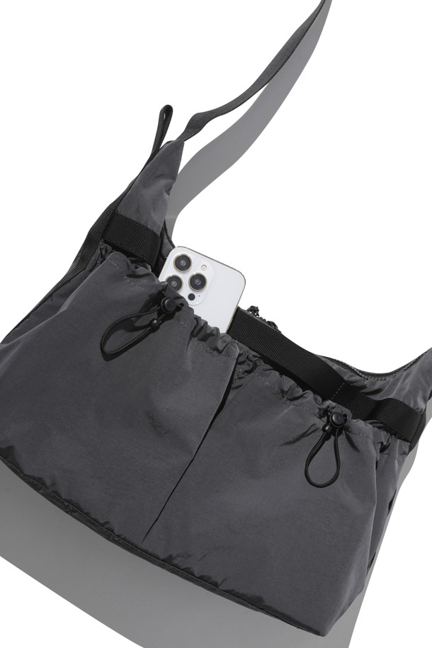 CUSTOMELLOW - 숄더/크로스백 - [Online Only] Grey Draw String Cross Bag