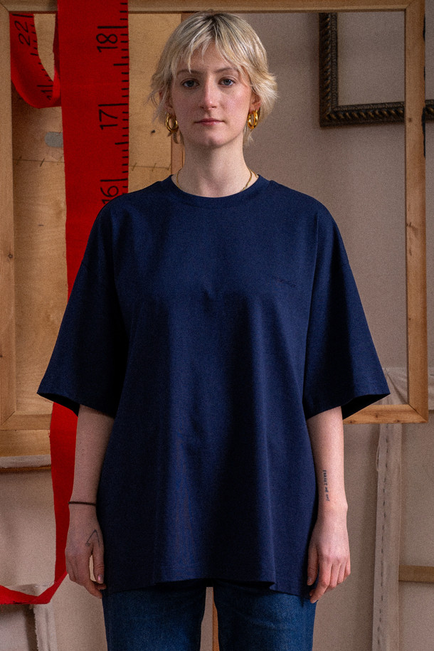 CUSTOMELLOW - 반팔티셔츠 - Navy Graphic T-shirt