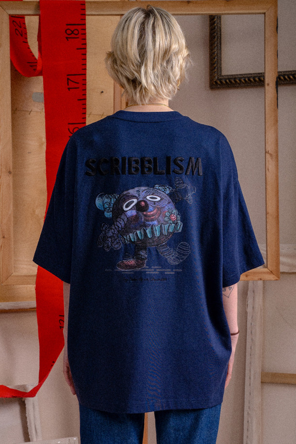 CUSTOMELLOW - 반팔티셔츠 - Navy Graphic T-shirt