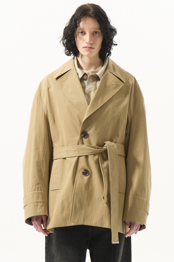 CUSTOMELLOW - 코트 - Beige Short Trench Coat