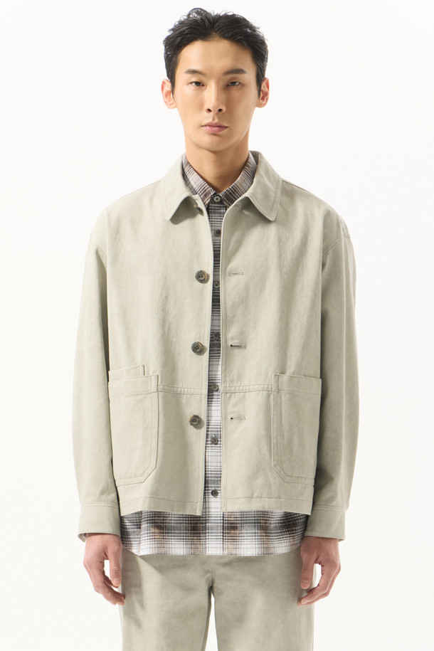 CUSTOMELLOW - 사파리/필드자켓 - Grey Cotton Work Jacket