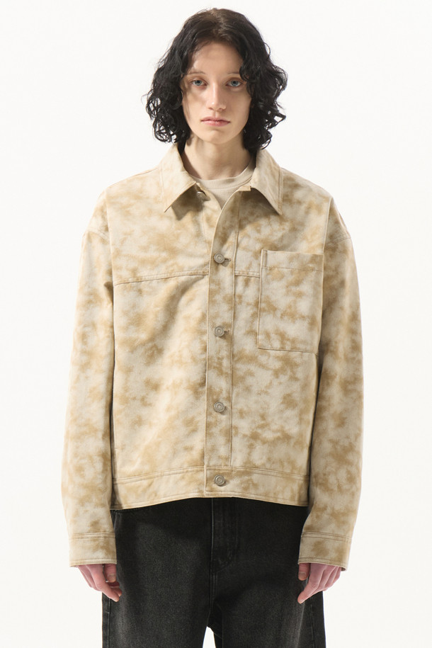 CUSTOMELLOW - 블루종/점퍼 - Beige Jacquard Trucker Jacket