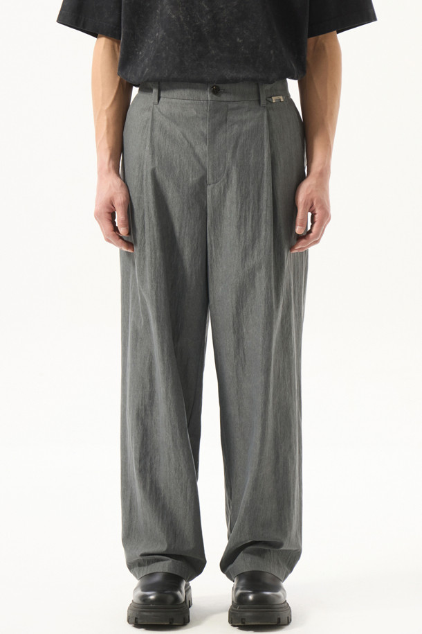 CUSTOMELLOW - 캐주얼팬츠 - Grey Wide Fit Dyed Rayon Pants