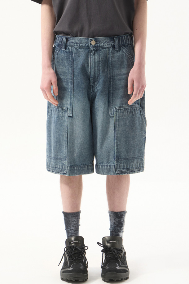 CUSTOMELLOW - 데님 - Blue Double Knee Denim Shorts