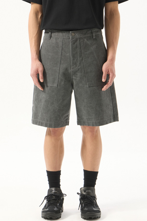 CUSTOMELLOW - 데님 - Grey Fatigue Denim Shorts