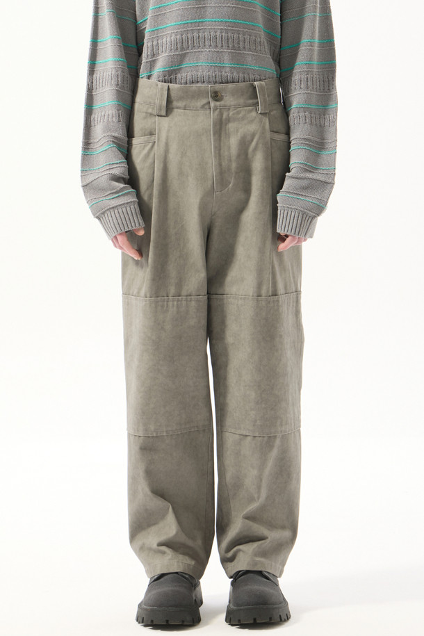 CUSTOMELLOW - 캐주얼팬츠 - Grey One Tuck Tab Pants