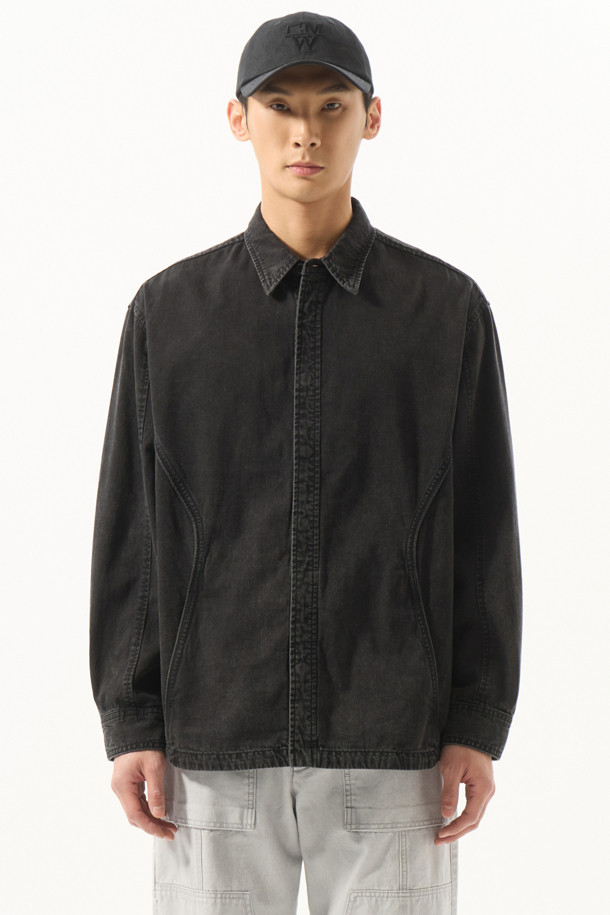 CUSTOMELLOW - 긴팔셔츠 - Black Piping Line Denim Shirt