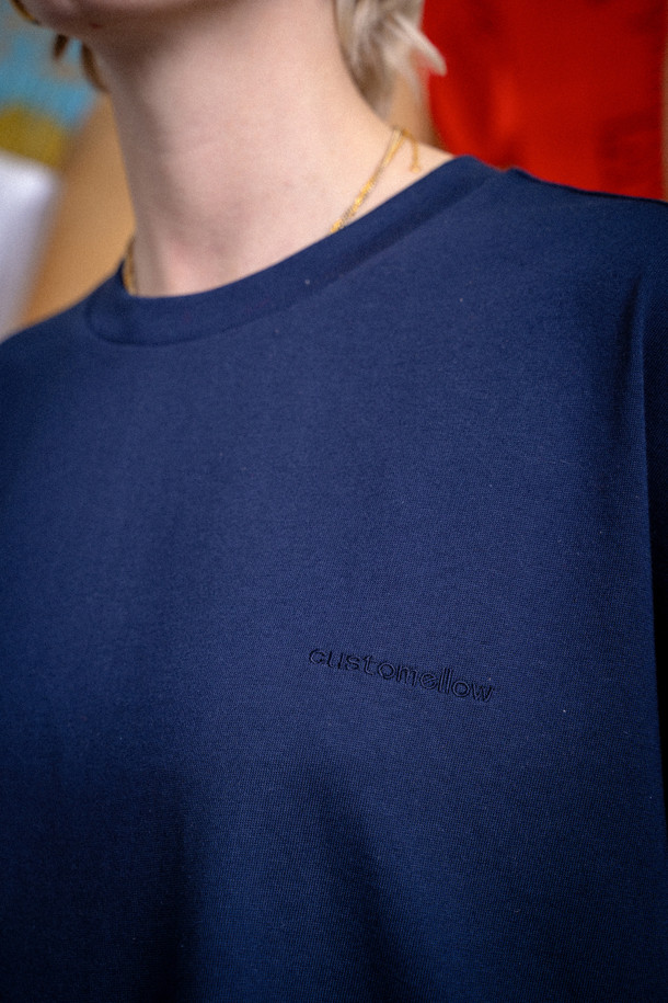 CUSTOMELLOW - 반팔티셔츠 - Navy Graphic T-shirt