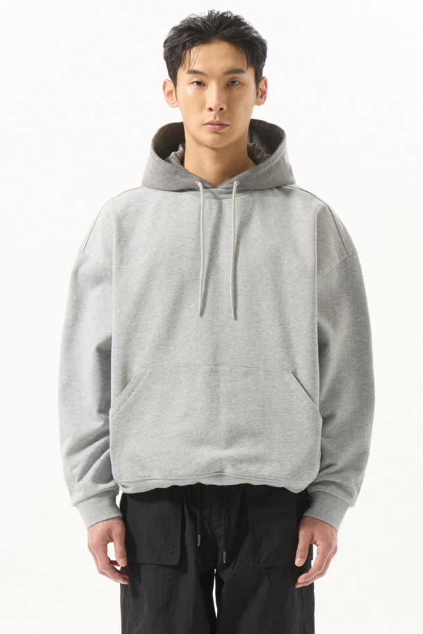 CUSTOMELLOW - 후디 - Grey Denim Layered Hoodie