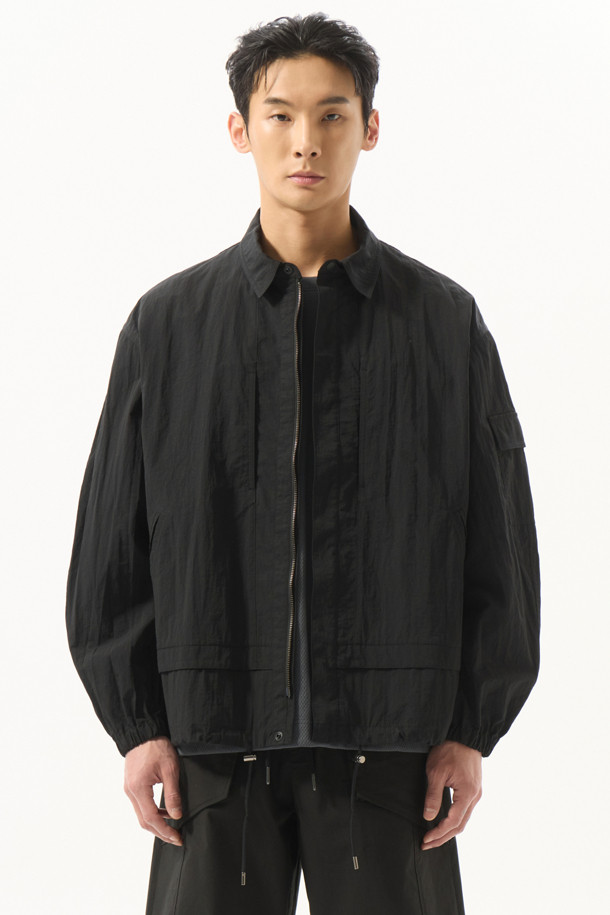 CUSTOMELLOW - 블루종/점퍼 - Black Nylon Coach Jacket