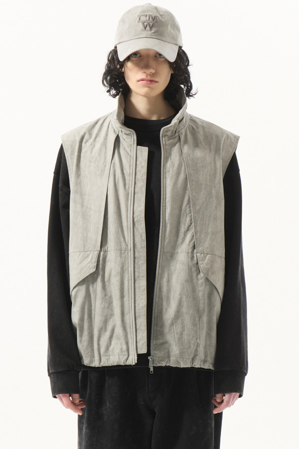 CUSTOMELLOW - 블루종/점퍼 - Grey Fabric Dyed Highneck Vest