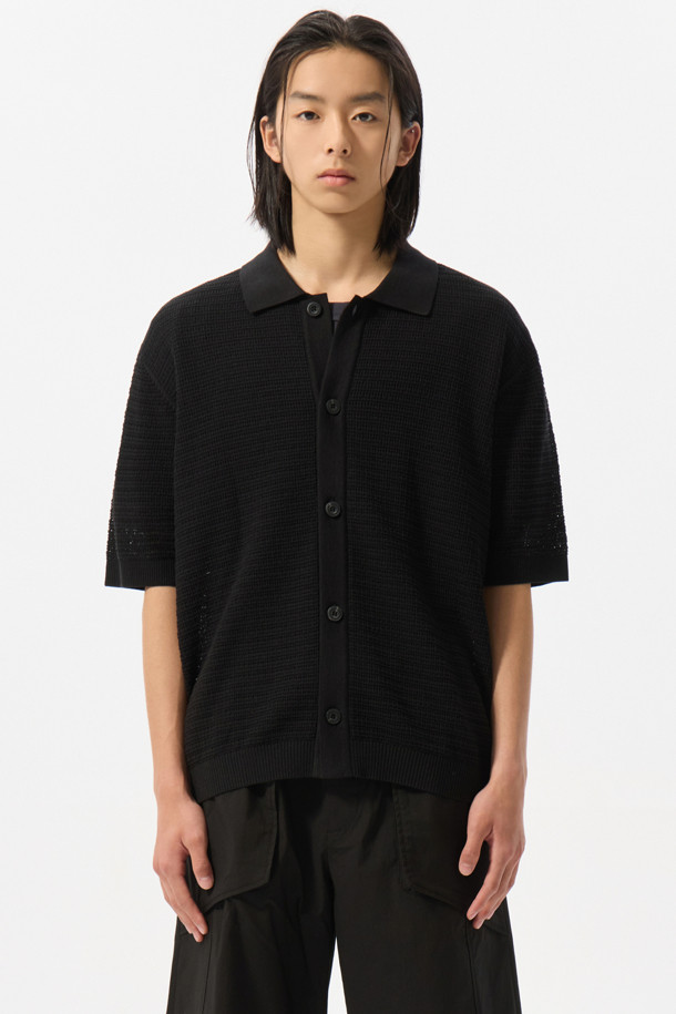 CUSTOMELLOW - 가디건 - Black Mesh Half Sleeve Cardigan