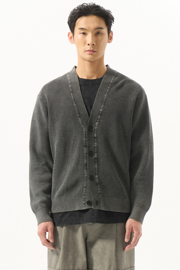 CUSTOMELLOW - 가디건 - Grey Garment Dyed Cardigan