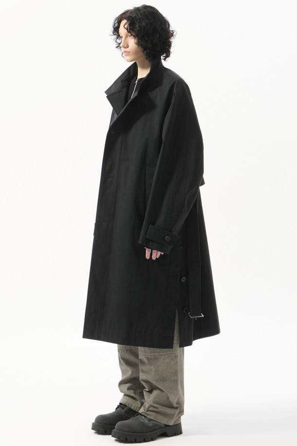 CUSTOMELLOW - 코트 - Black Highneck Belted Coat