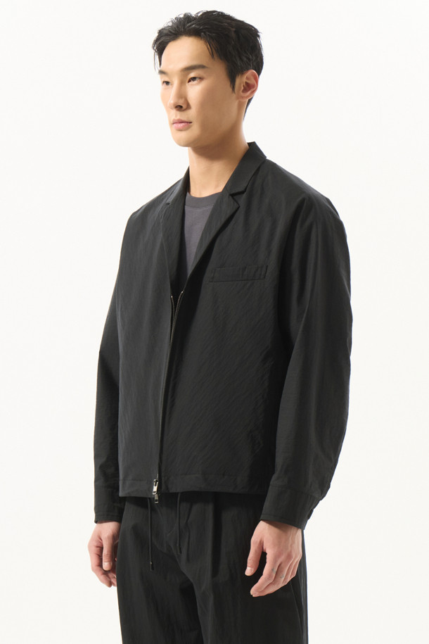 CUSTOMELLOW - 블루종/점퍼 - Black Zip Lapel Jacket