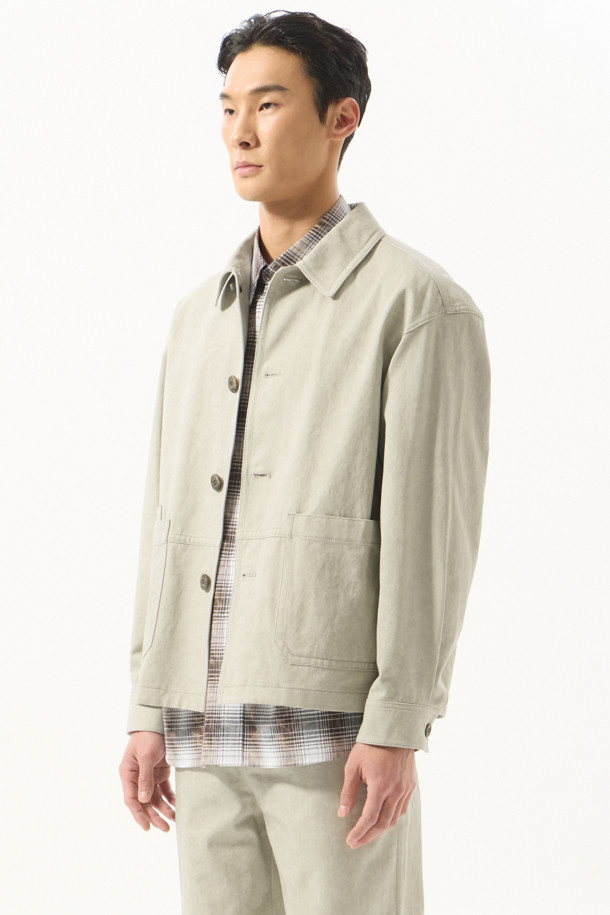 CUSTOMELLOW - 사파리/필드자켓 - Grey Cotton Work Jacket