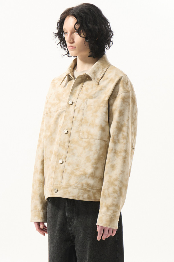 CUSTOMELLOW - 블루종/점퍼 - Beige Jacquard Trucker Jacket