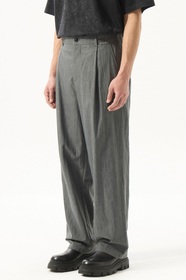 CUSTOMELLOW - 캐주얼팬츠 - Grey Wide Fit Dyed Rayon Pants