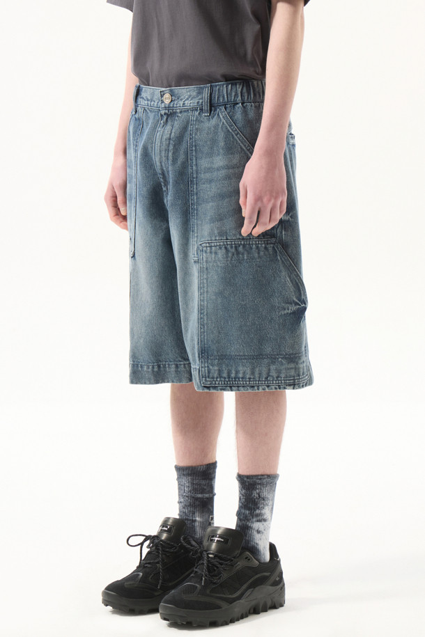 CUSTOMELLOW - 데님 - Blue Double Knee Denim Shorts