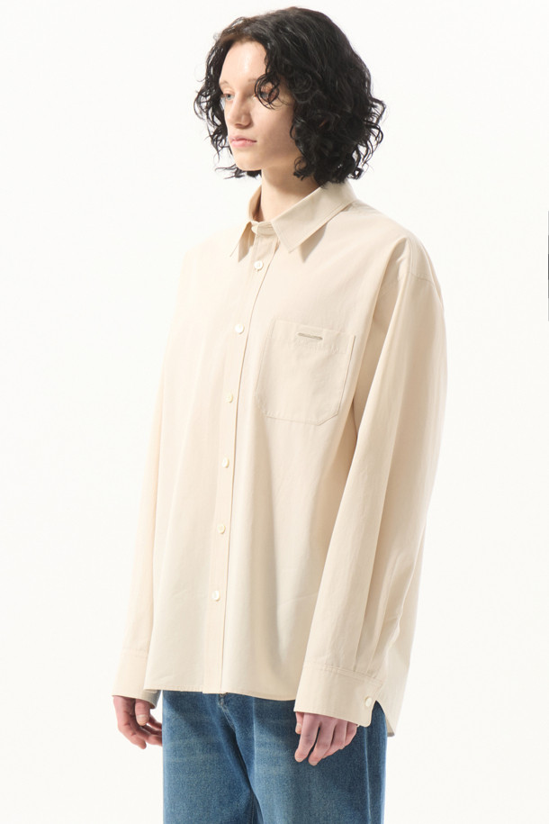 CUSTOMELLOW - 긴팔셔츠 - Ivory Regular Solid Color Shirt