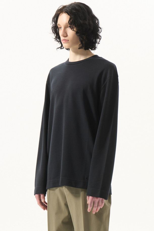 CUSTOMELLOW - 긴팔티셔츠 -  Black Texture Long Sleeve T-shirt