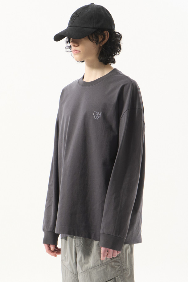 CUSTOMELLOW - 긴팔티셔츠 - Grey Graphic Long Sleeve T-shirt